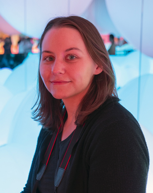 Courtney in front of an art installation